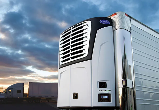 Refrigerated trailer unit at a freight facility